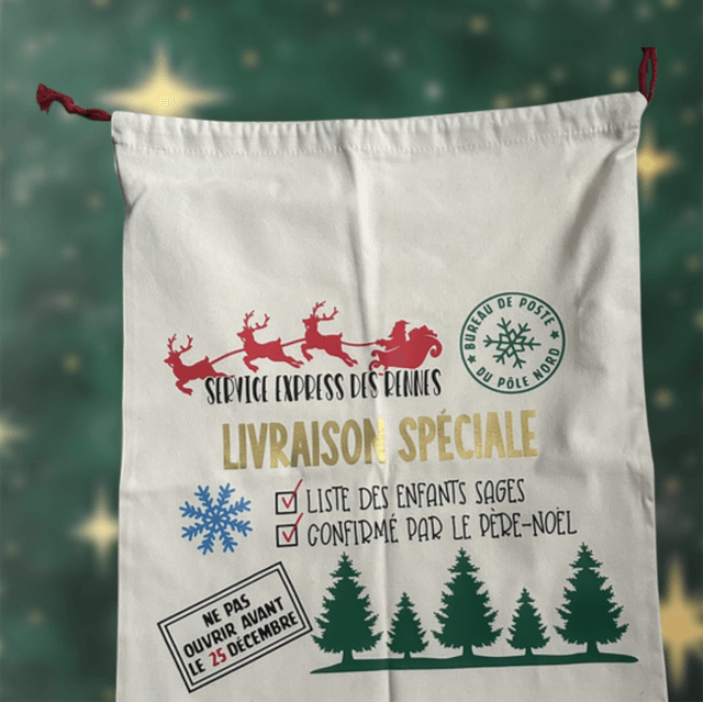 Grand sac cadeaux hotte Noël 
