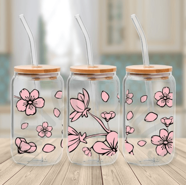 Canette en verre - Orchidée 