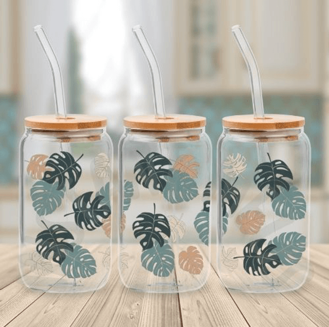 Canette en verre - Monstera