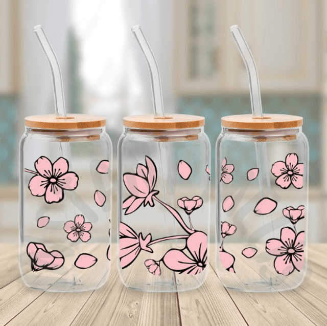 Canette en verre - Orchidée 