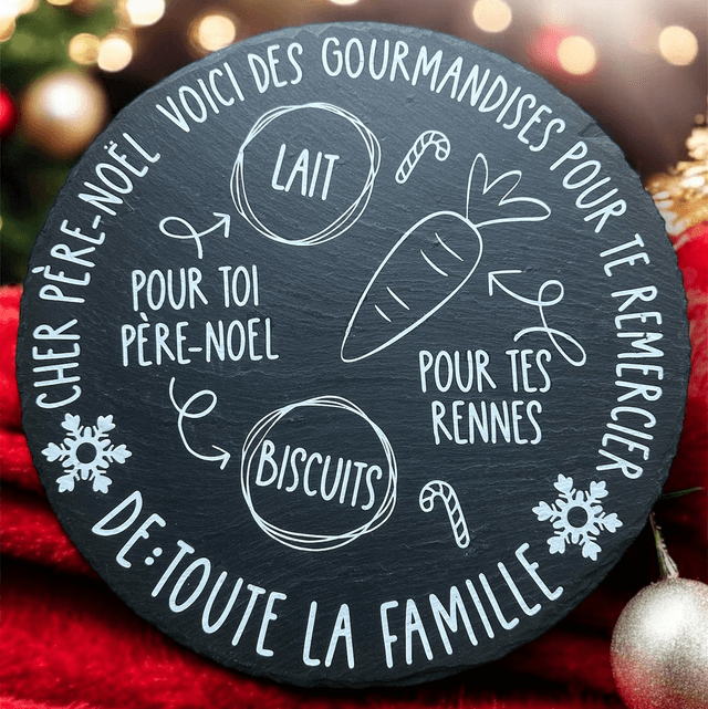 Assiette Père-Noël en ardoise